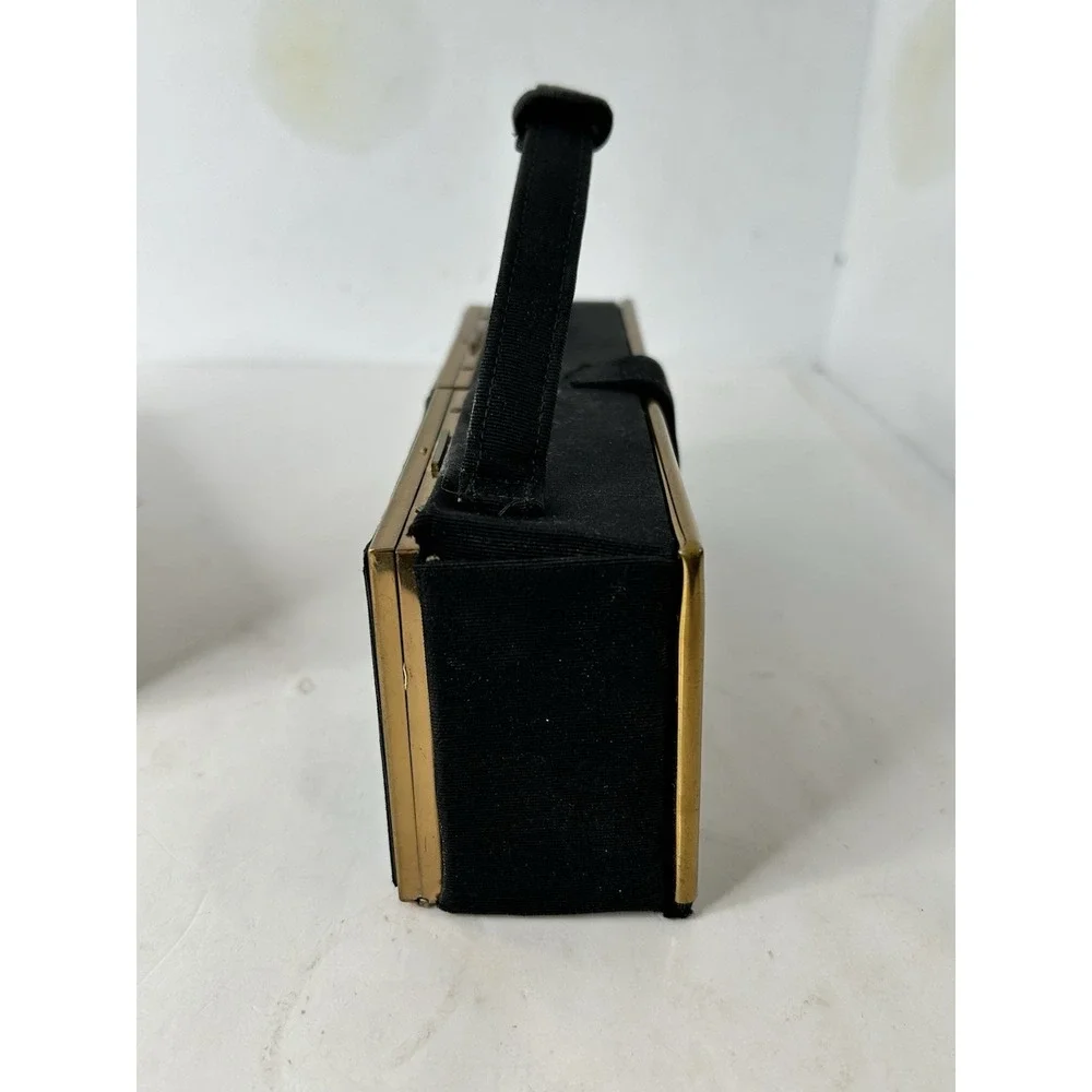 Zell Fifth ‎ Avenue Vintage Vanity  compact Purse Black & Gold EUC